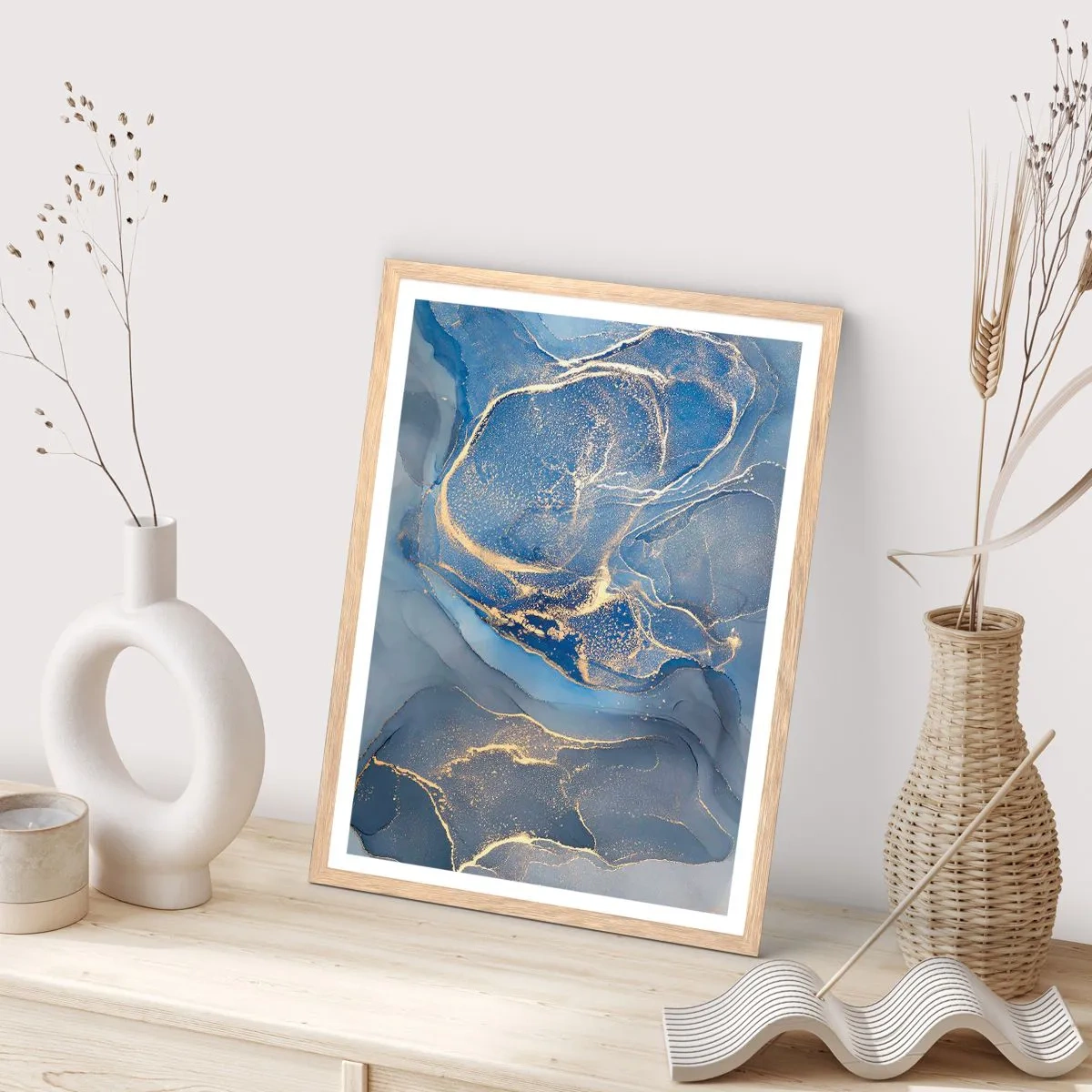 Poster in einem Rahmen aus heller Eiche - Goldstaub - 61x91 cm