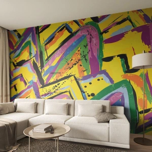 Fototapete Standard Eco - Eine abstrakte Komposition aus geometrischen Formen in lebendigen Farben. - 100x70cm - Bis sie vor Freude schreit - Moderne Wanddekoration für Wohnzimmer und Schlafzimmer ARTTOR