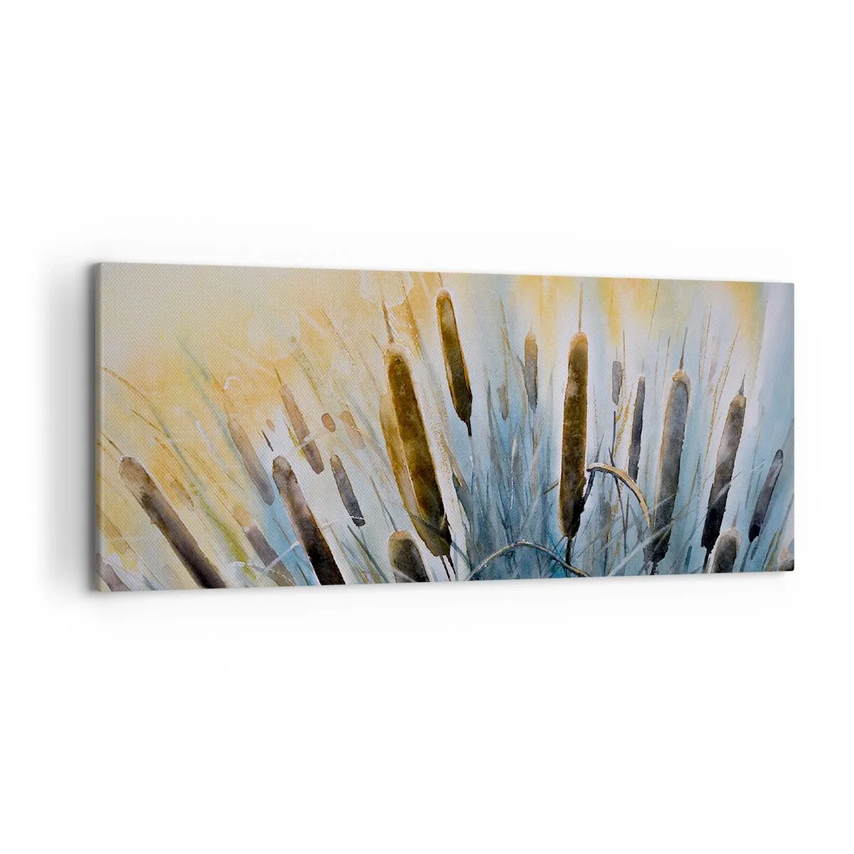 Bild auf Leinwand - Leinwandbild - Malerisches Schilf in den Sonnenstrahlen - 120x50cm - Die Kälte des Wassers, die Hitze der Sonne - Moderne Wanddekoration für Wohnzimmer und Schlafzimmer ARTTOR