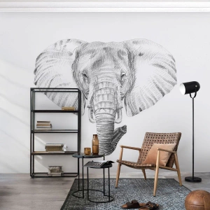 Fototapete Standard Eco - Monochromes Porträt eines Elefanten im künstlerischen Stil - 100x70cm - Da war ein Elefant, so groß wie - ein Elefant - Moderne Wanddekoration für Wohnzimmer und Schlafzimmer ARTTOR