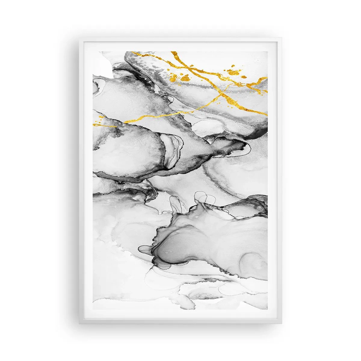Poster in einem weißen Rahmen - Komposition mit Goldmotiv - 70x100 cm