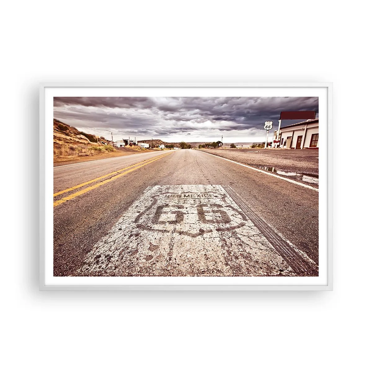 Poster in einem weißen Rahmen - Mother Road - eine amerikanische Legende - 100x70 cm