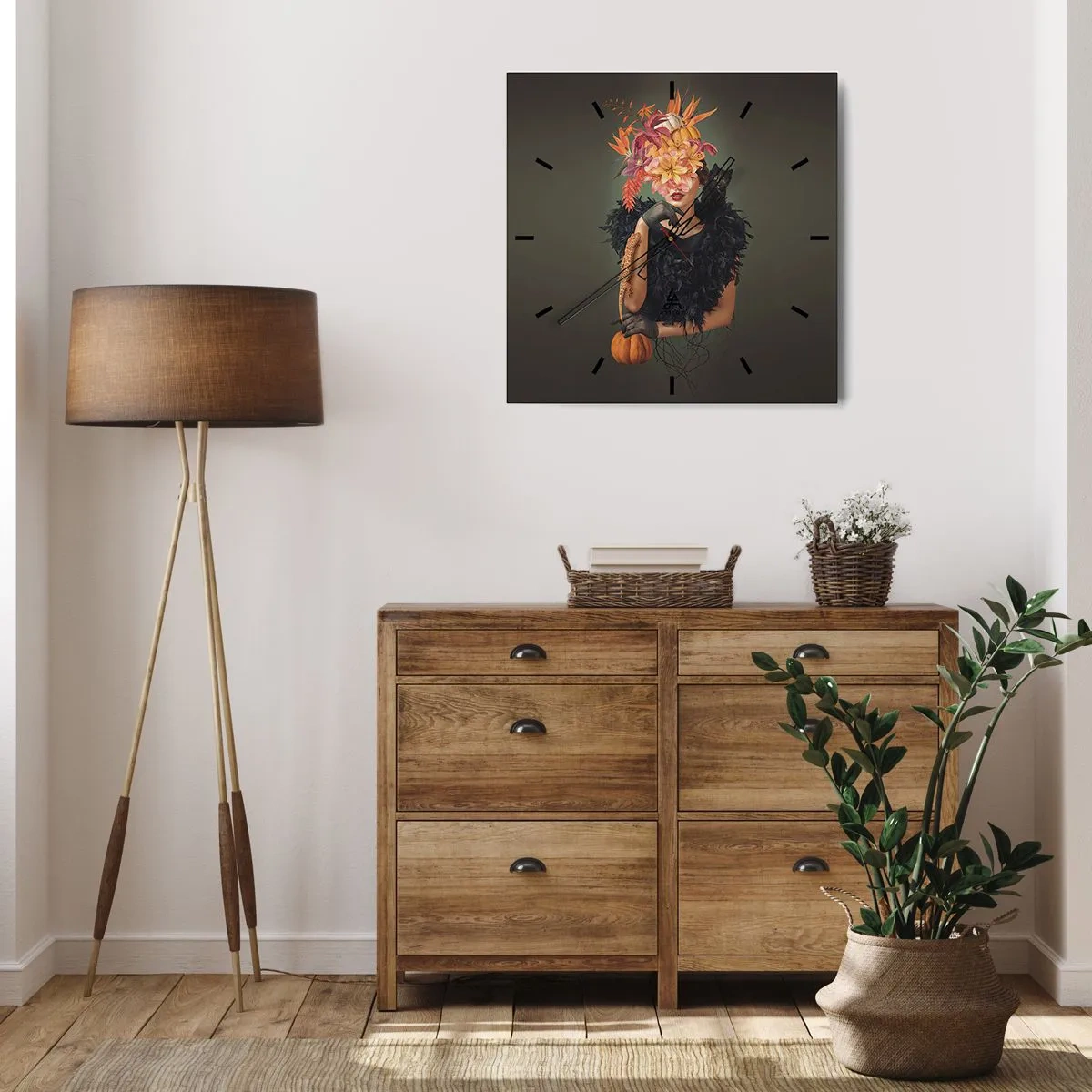 Wanduhr - Glasuhr - Der Zauber einer Hexe - 40x40 cm