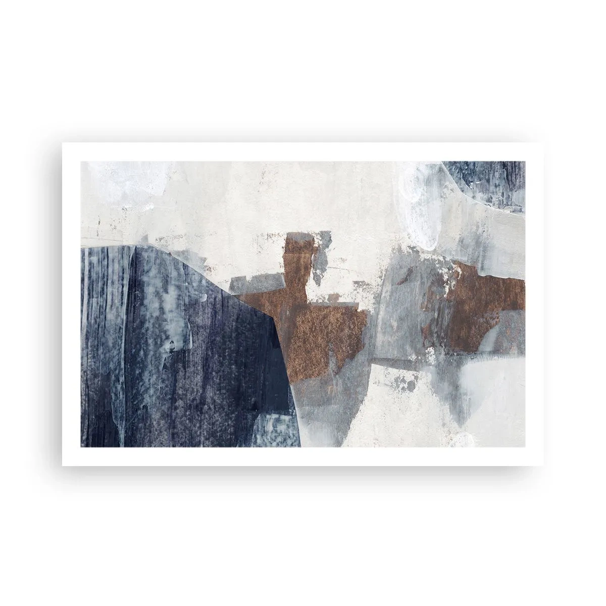 Poster - Blaue und braune Formen - 91x61 cm