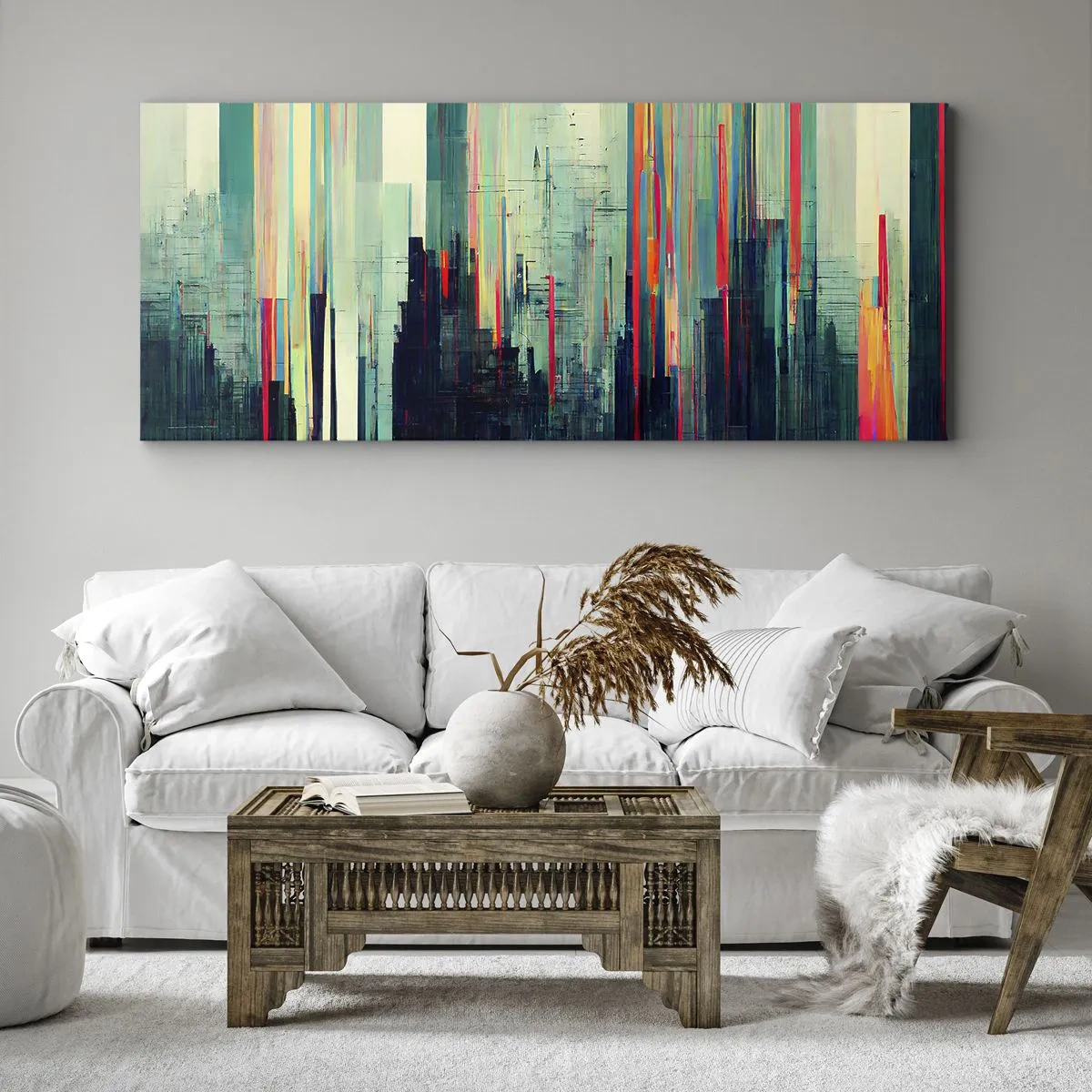Bild auf Leinwand - Leinwandbild - Futuristische Stadt - 90x30 cm