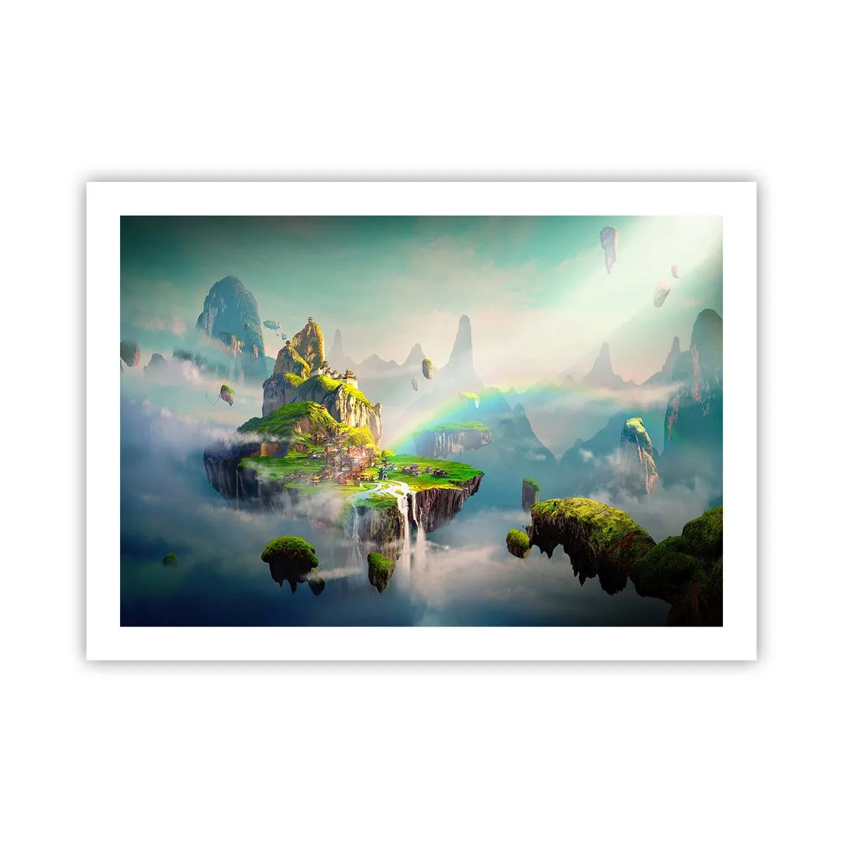 Poster - Mitten am Himmel - glückliche Inseln - 70x50 cm