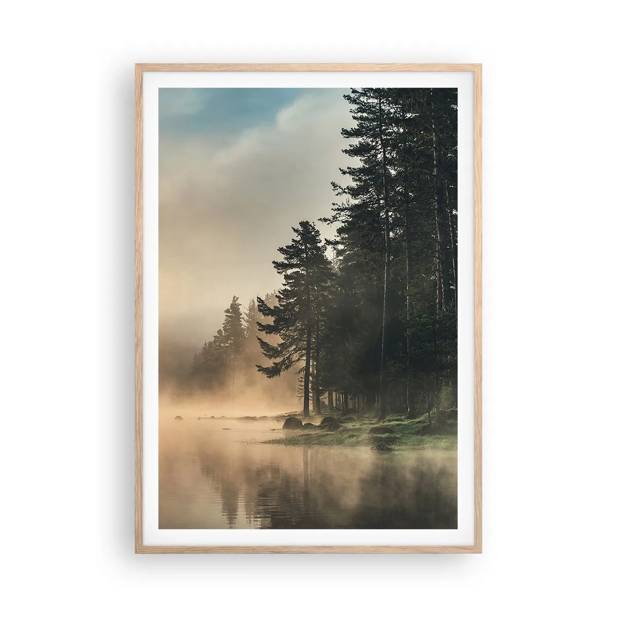 Poster in einem Rahmen aus heller Eiche - Die Geburt des Tages - 70x100 cm