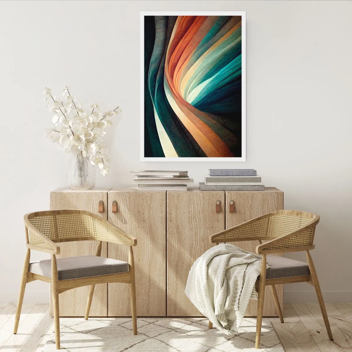 Poster - Abstrakte bunte wirbelnde Bänder - 50x70cm - Aus Farben gewebt - Moderne Wanddekoration für Wohnzimmer und Schlafzimmer ARTTOR