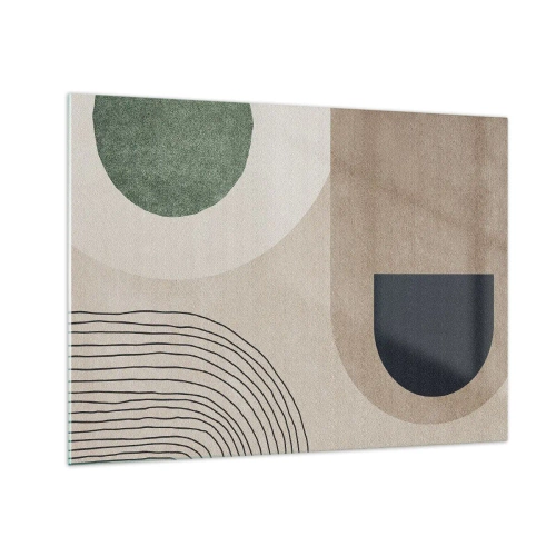 Glasbild - Bild auf glas - Abstrakte geometrische Figuren in gedämpften Farben - 70x50cm - Sanftheit des Ovals - Moderne Wanddekoration für Wohnzimmer und Schlafzimmer ARTTOR
