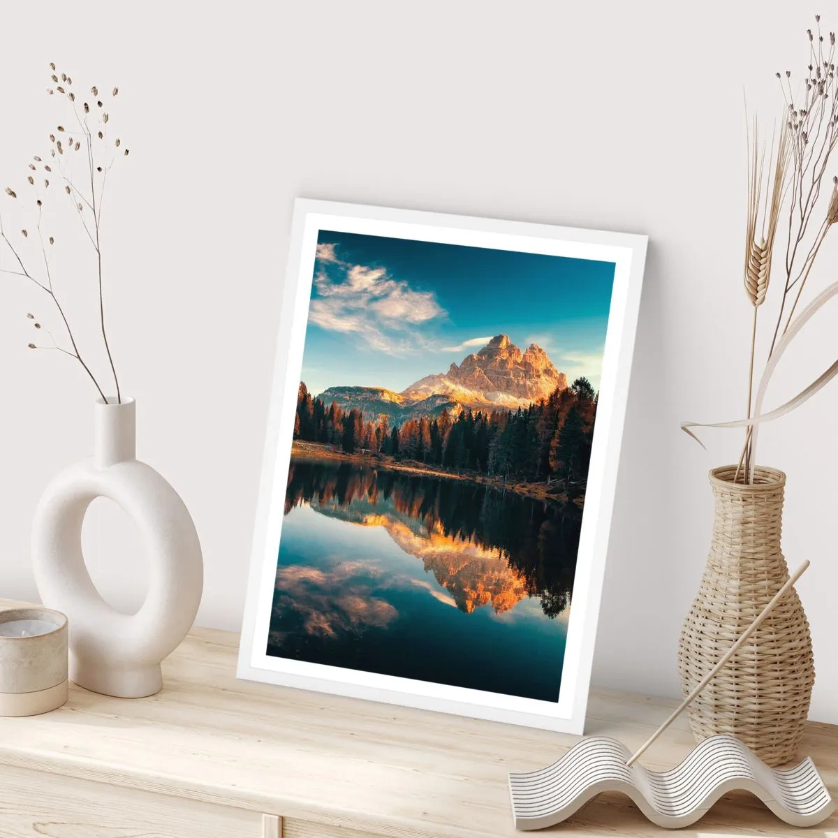 Poster in einem weißen Rahmen - Doppelte Landschaft - 40x50 cm