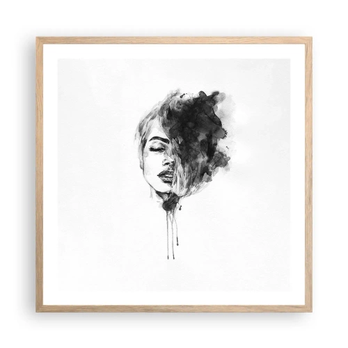 Poster in einem Rahmen aus heller Eiche - Wovon träumt das Mädchen - 60x60 cm