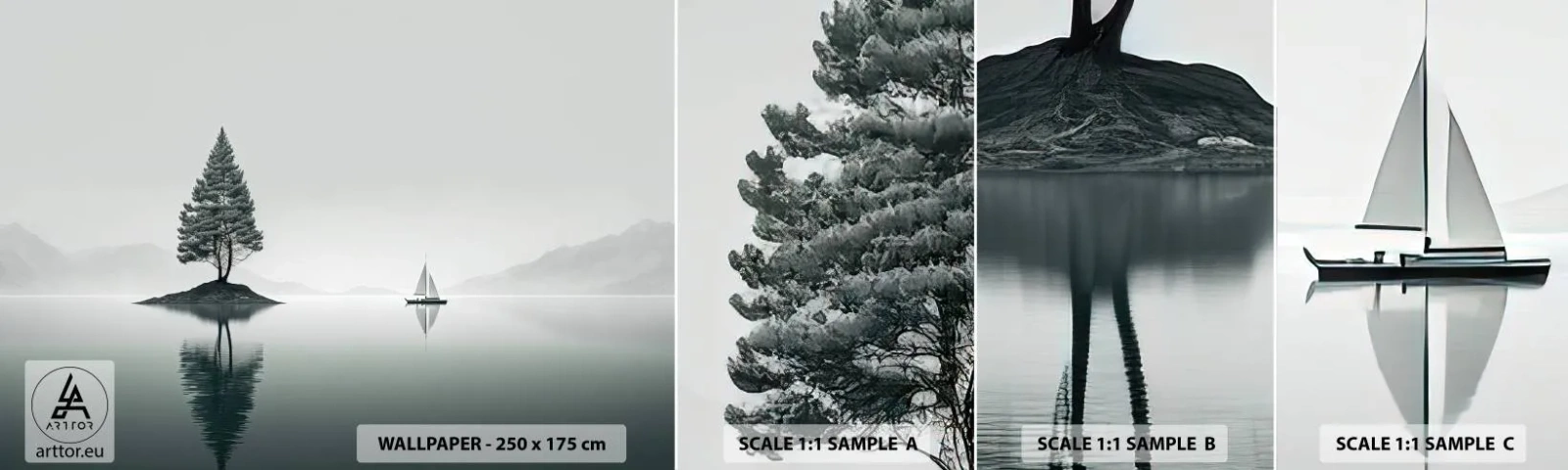 Fototapeten Muster Selbstklebend Deluxe Sticker - Traum - Gelassenheit, Segelboot, See - 100x30 cm