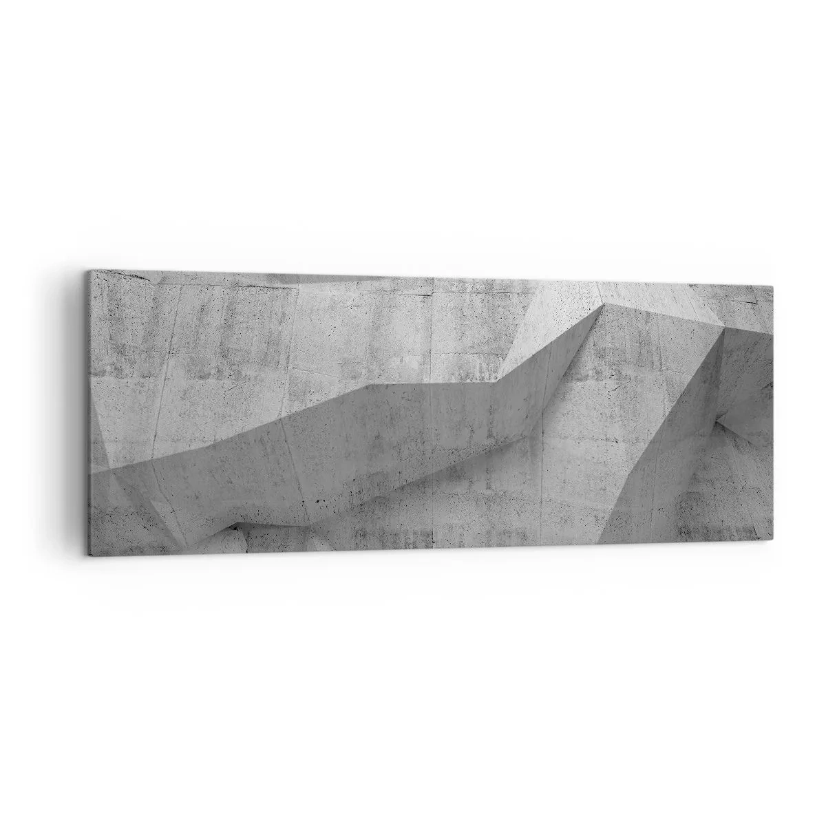 Bild auf Leinwand - Leinwandbild - Geometrische Betonformen in Grau - 140x50cm - Eine echte Herausforderung - Moderne Wanddekoration für Wohnzimmer und Schlafzimmer ARTTOR