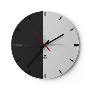 Wanduhr - Glasuhr - Minimalistische Abstraktion in Schwarzweiß - 30x30cm - Direkt zum Ziel - Moderne Wanddekoration für Wohnzimmer, Küche und Schlafzimmer ARTTOR