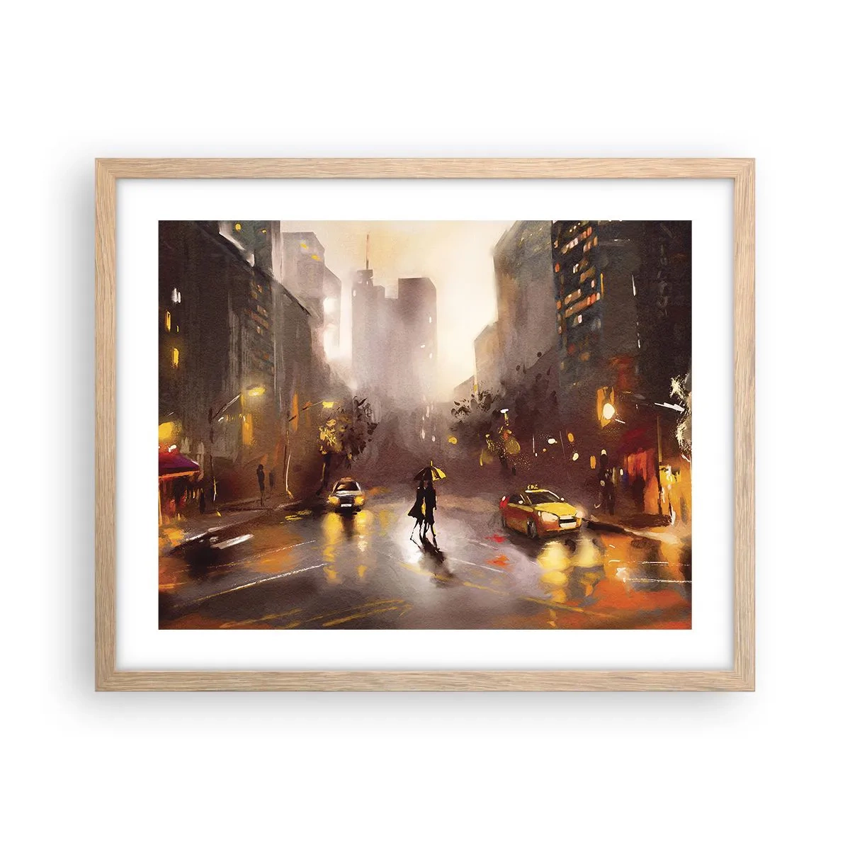 Poster in einem Rahmen aus heller Eiche - Im Licht von New York - 50x40 cm