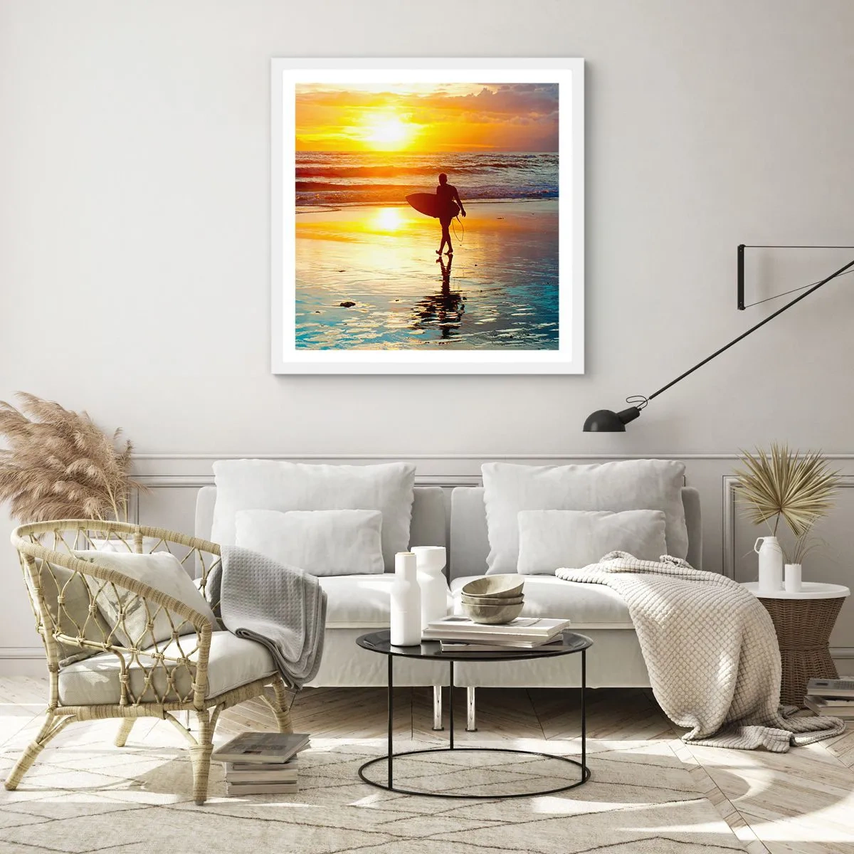 Poster in einem weißen Rahmen - Die Rückkehr des Kriegers - 50x50 cm