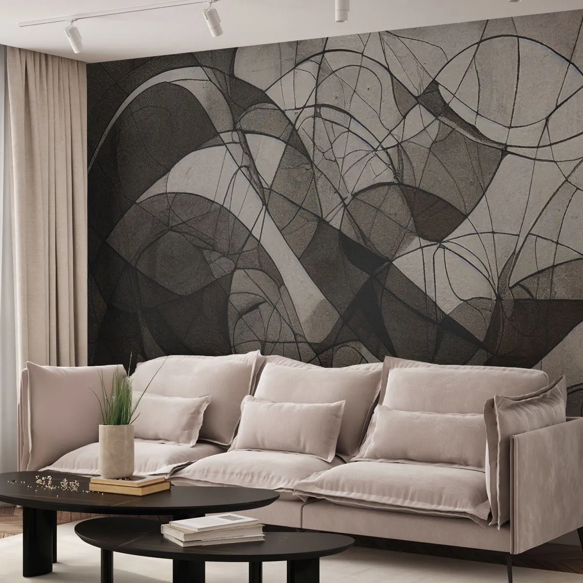 Fototapete Premium Canvas - Zirkulation von Erdfarben - Stück, Zeitgenössisch, Wachsmalstift - 400x280 cm