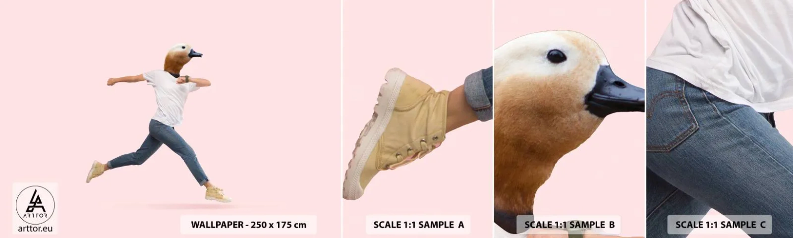 Fototapeten Muster Selbstklebend Deluxe Sticker - Eine Prise Absurdität - Abstraktion, Mann, Minimalismus - 100x30 cm