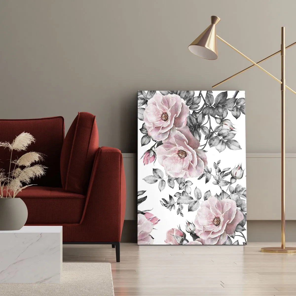 Bild auf Leinwand - Leinwandbild - Verliere dich in den Blüten der Rosen - 55x100 cm