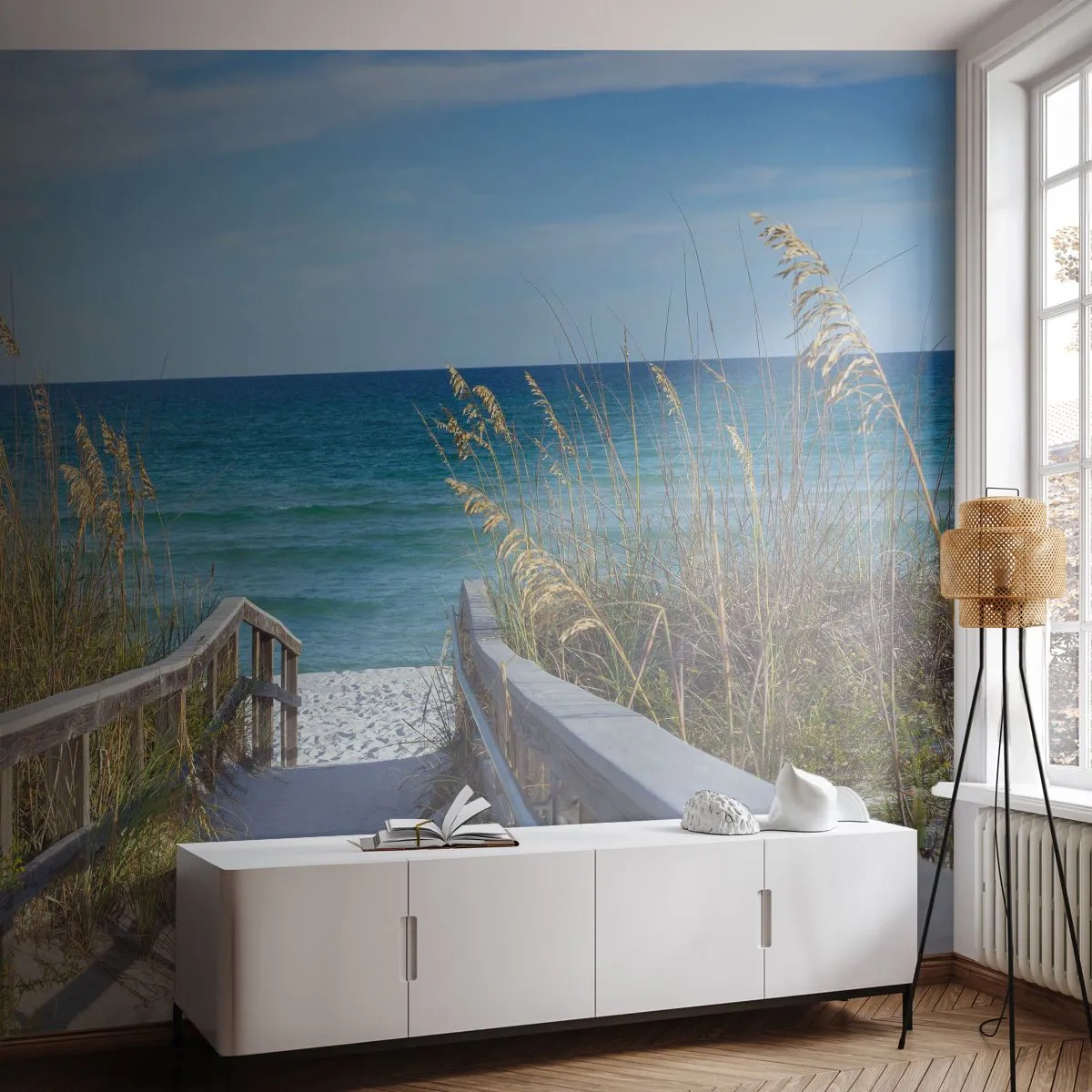 Fototapete Standard Eco - In der Sonne, im Wind - Landschaft, Meeresdüne, Meer - 400x280 cm