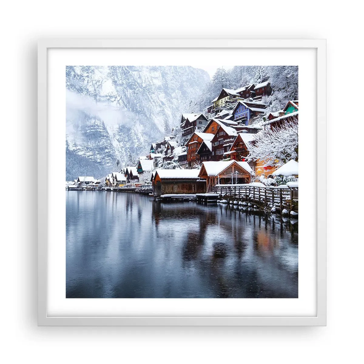 Poster in einem weißen Rahmen - In winterlicher Dekoration - 50x50 cm