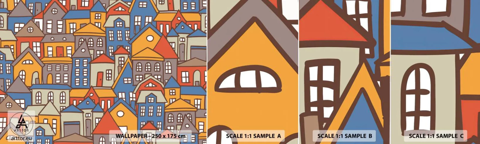 Fototapetenmuster Standard Eco - Hinter dem Haus ist das Haus - Stadt, Die Architektur, Alte Stadt - 100x30 cm