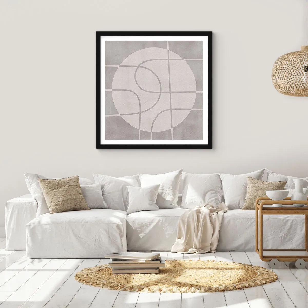 Poster in einem schwarzem Rahmen - Kreisförmig und geradeaus - 50x50 cm
