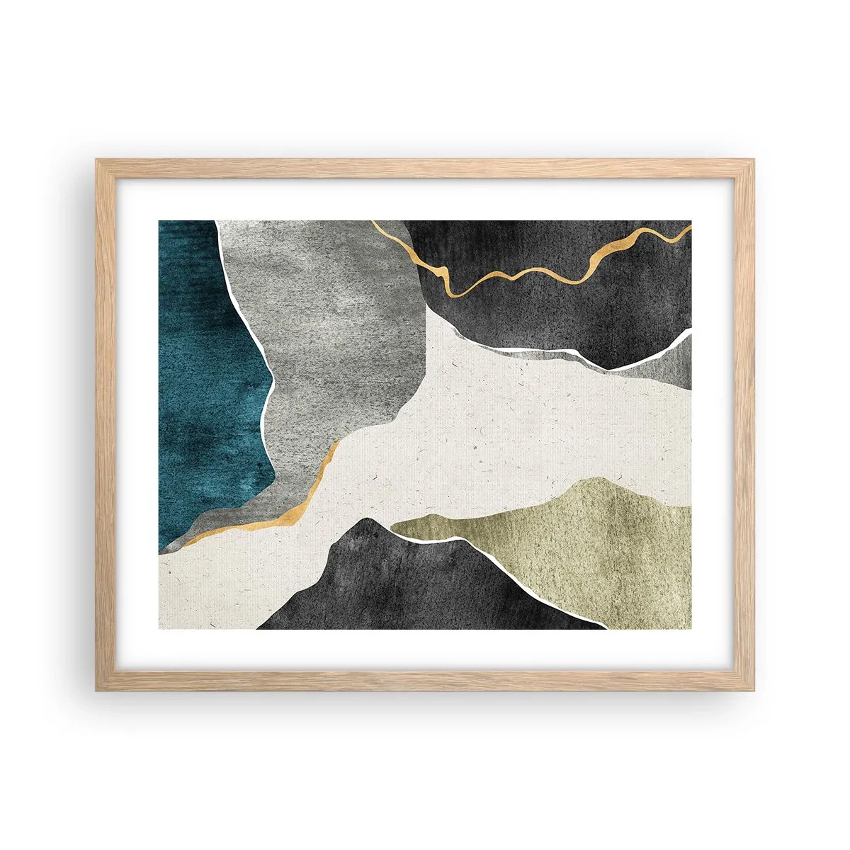 Poster in einem Rahmen aus heller Eiche - Mosaikkomposition mit Goldfaden - 50x40 cm