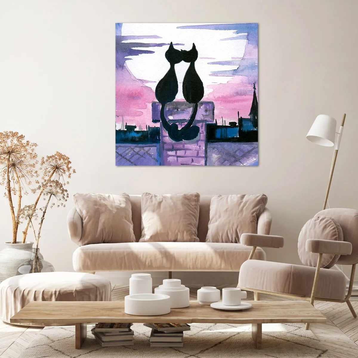 Bild auf Leinwand - Leinwandbild - Rendez-vous unter dem Mond - 40x40 cm
