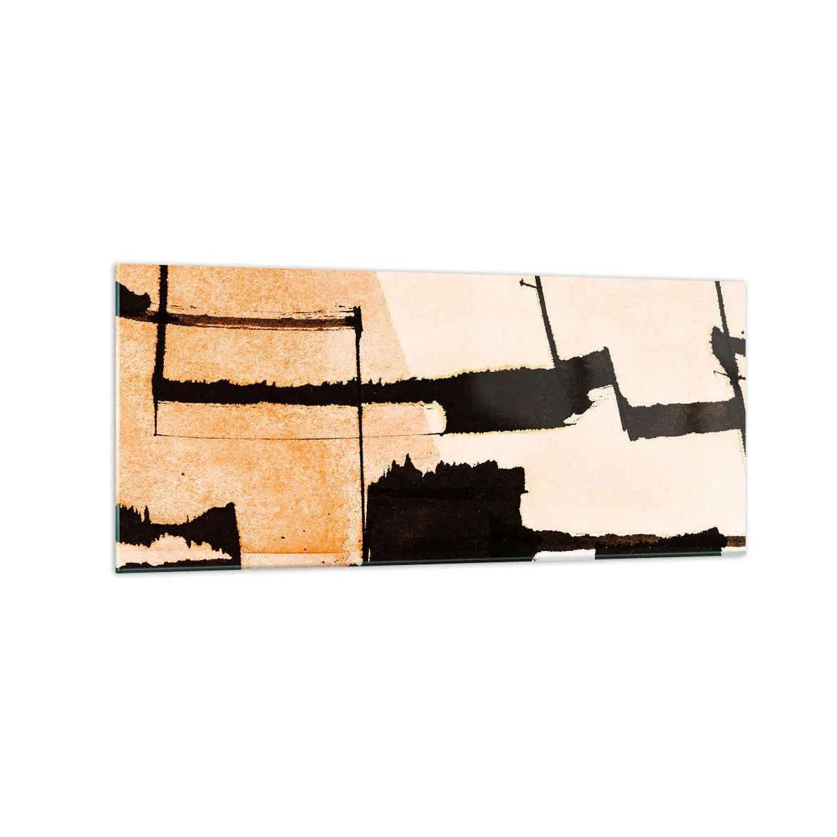 Glasbild - Bild auf glas - Geometrische Muster in Braun- und Beigetönen - 120x50cm - Also doch Ordnung - Moderne Wanddekoration für Wohnzimmer und Schlafzimmer ARTTOR