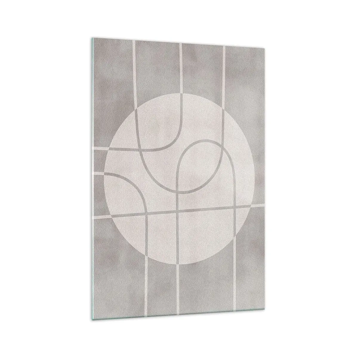 Glasbild - Bild auf glas - Geometrisches Muster in Grau- und Weißtönen - 70x100cm - Kreisförmig und geradeaus - Moderne Wanddekoration für Wohnzimmer und Schlafzimmer ARTTOR