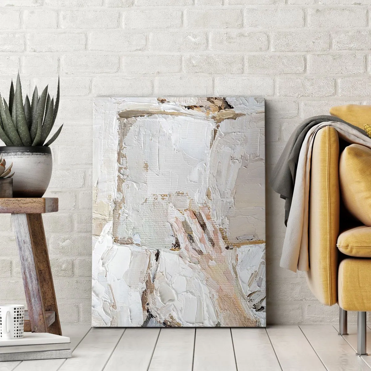 Bild auf Leinwand - Leinwandbild - Ein impressionistisches Gemälde einer Hand, die ein offenes Buch hält. - 50x70cm - In einer anderen Welt - Moderne Wanddekoration für Wohnzimmer und Schlafzimmer ARTTOR