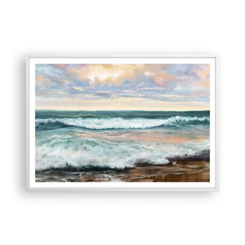 Poster in einem weißen Rahmen - Hier werden Sie Ihre Seele baumeln lassen - 100x70 cm