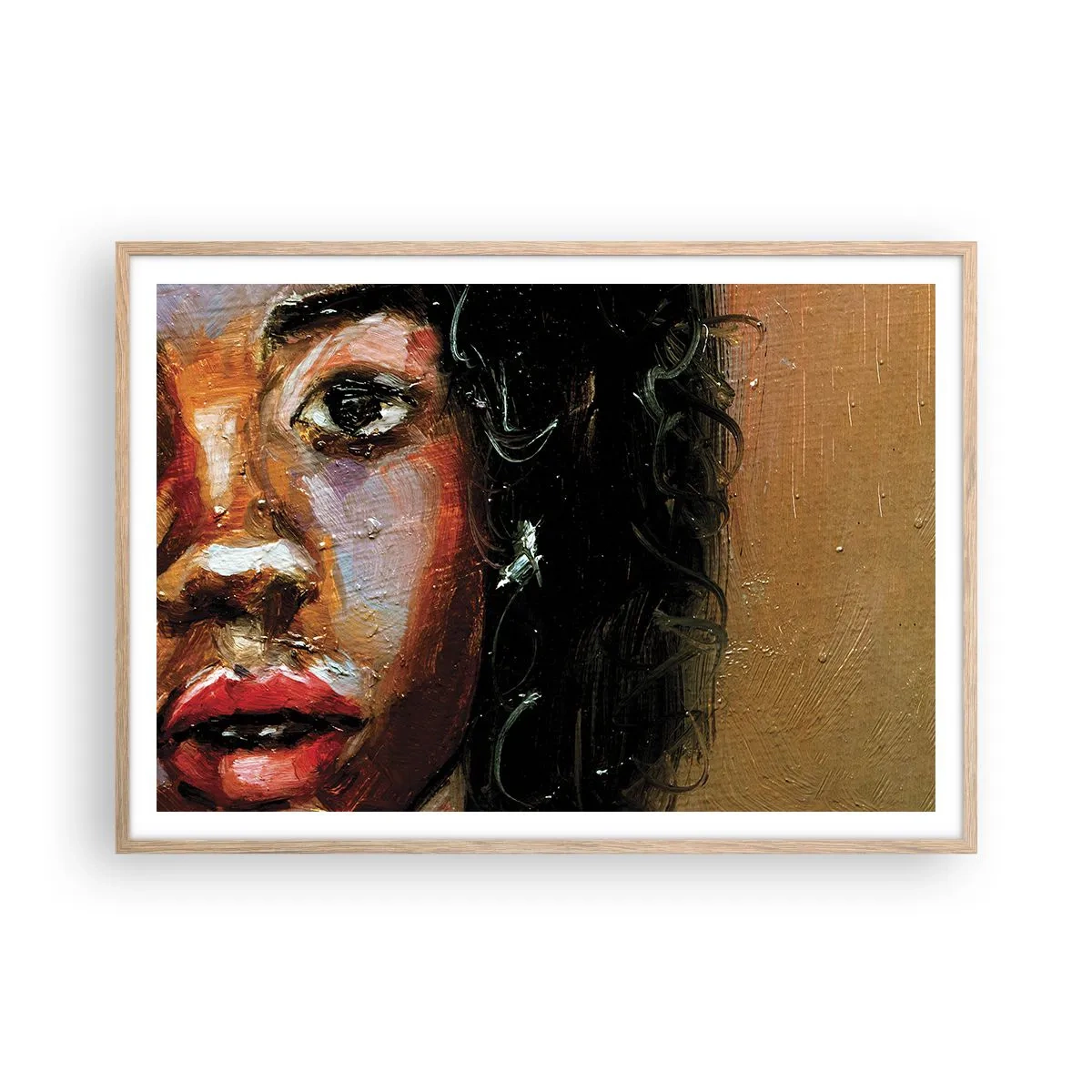 Poster in einem Rahmen aus heller Eiche - Schwarz und Glanz - 100x70 cm
