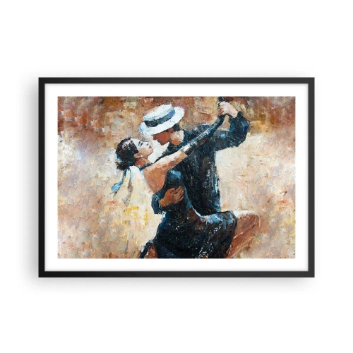 Poster in einem schwarzem Rahmen - Ein Paar tanzt Tango in einem romantischen, eleganten Stil - 70x50cm - A la Rudolf Valentino - Moderne Wanddekoration für Wohnzimmer und Schlafzimmer ARTTOR