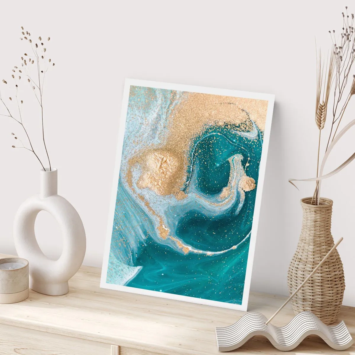 Poster - Ein Strudel aus Gold und Türkis - 61x91 cm