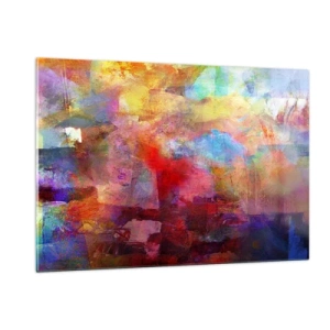 Glasbild - Bild auf glas - Bunte Abstraktion in intensiven Farbtönen - 120x80cm - Schau in den Regenbogen - Moderne Wanddekoration für Wohnzimmer und Schlafzimmer ARTTOR