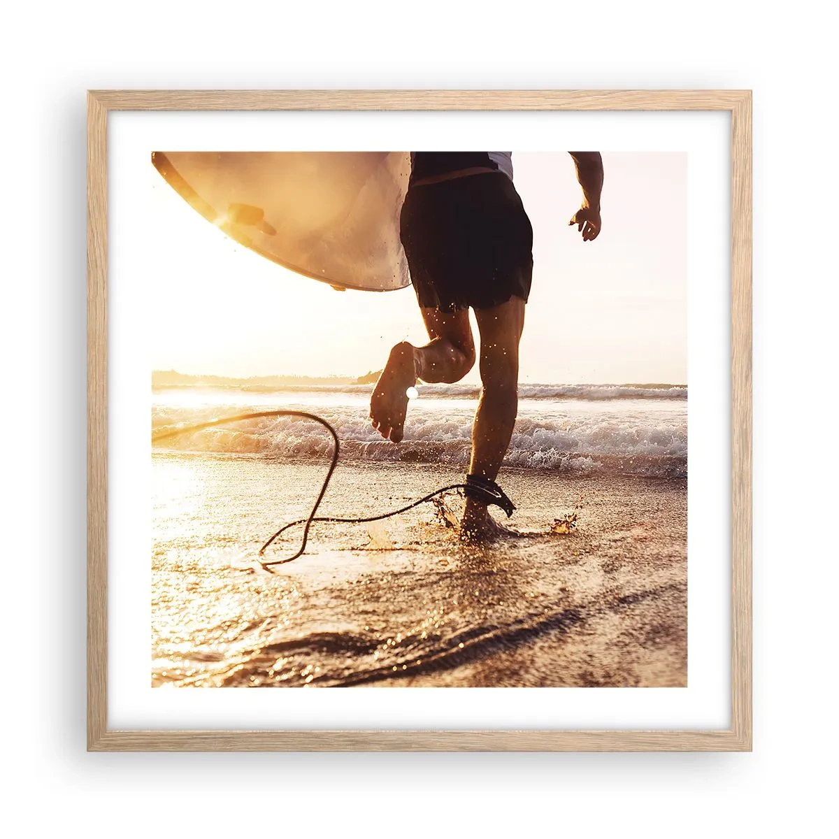 Poster in einem Rahmen aus heller Eiche - Um die Welle zu treffen - 50x50 cm