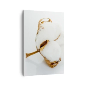 Bild auf Leinwand - Leinwandbild - Ein Baumwollzweig auf hellem Hintergrund in minimalistischem Ansatz - 70x100cm - Von Natur aus weich - Moderne Wanddekoration für Wohnzimmer und Schlafzimmer ARTTOR