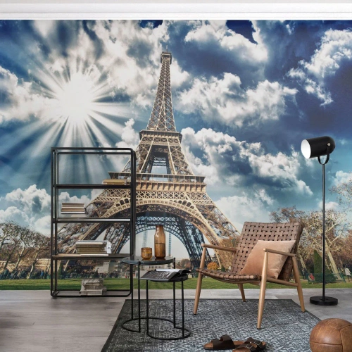 Fototapete Premium Canvas - Die Einzige unter der Sonne - Eiffelturm, Paris, Die Architektur - 250x175 cm