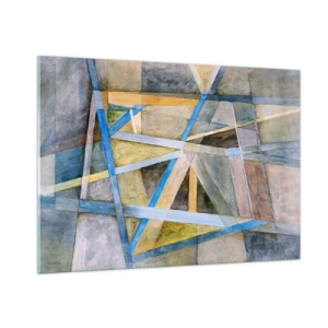 Glasbild - Bild auf glas - Abstrakte Komposition mit geometrischen Formen - 100x70cm - Gerade oder diagonal? - Moderne Wanddekoration für Wohnzimmer und Schlafzimmer ARTTOR