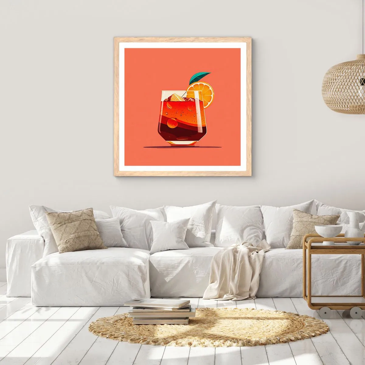 Poster in einem Rahmen aus heller Eiche - Sommerliche Erfrischung - 50x50 cm