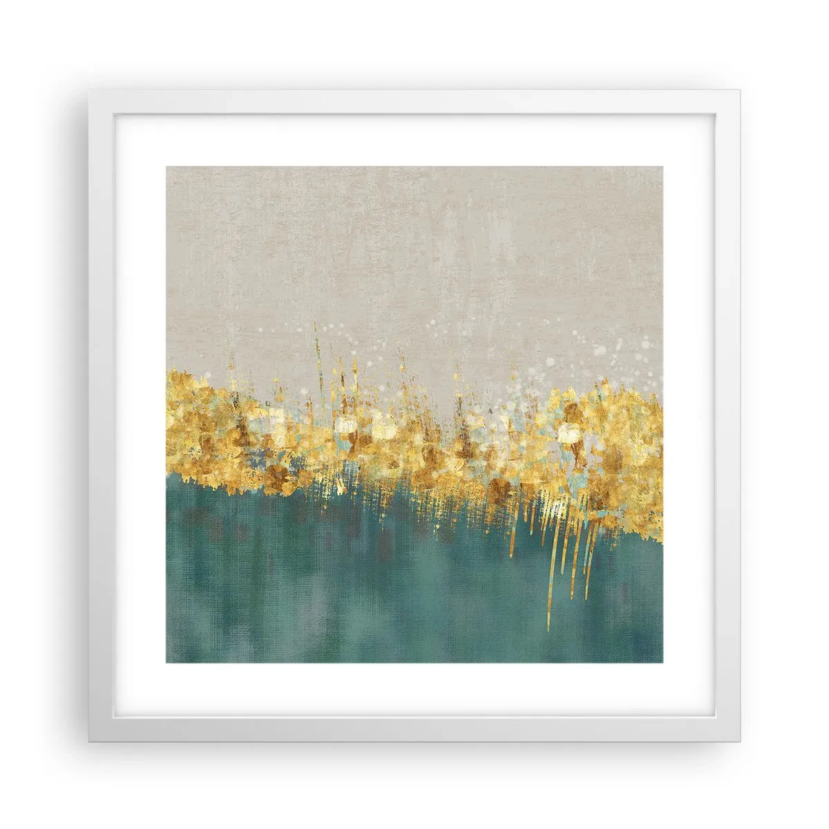 Poster in einem weißen Rahmen - Goldener Rand - 40x40 cm