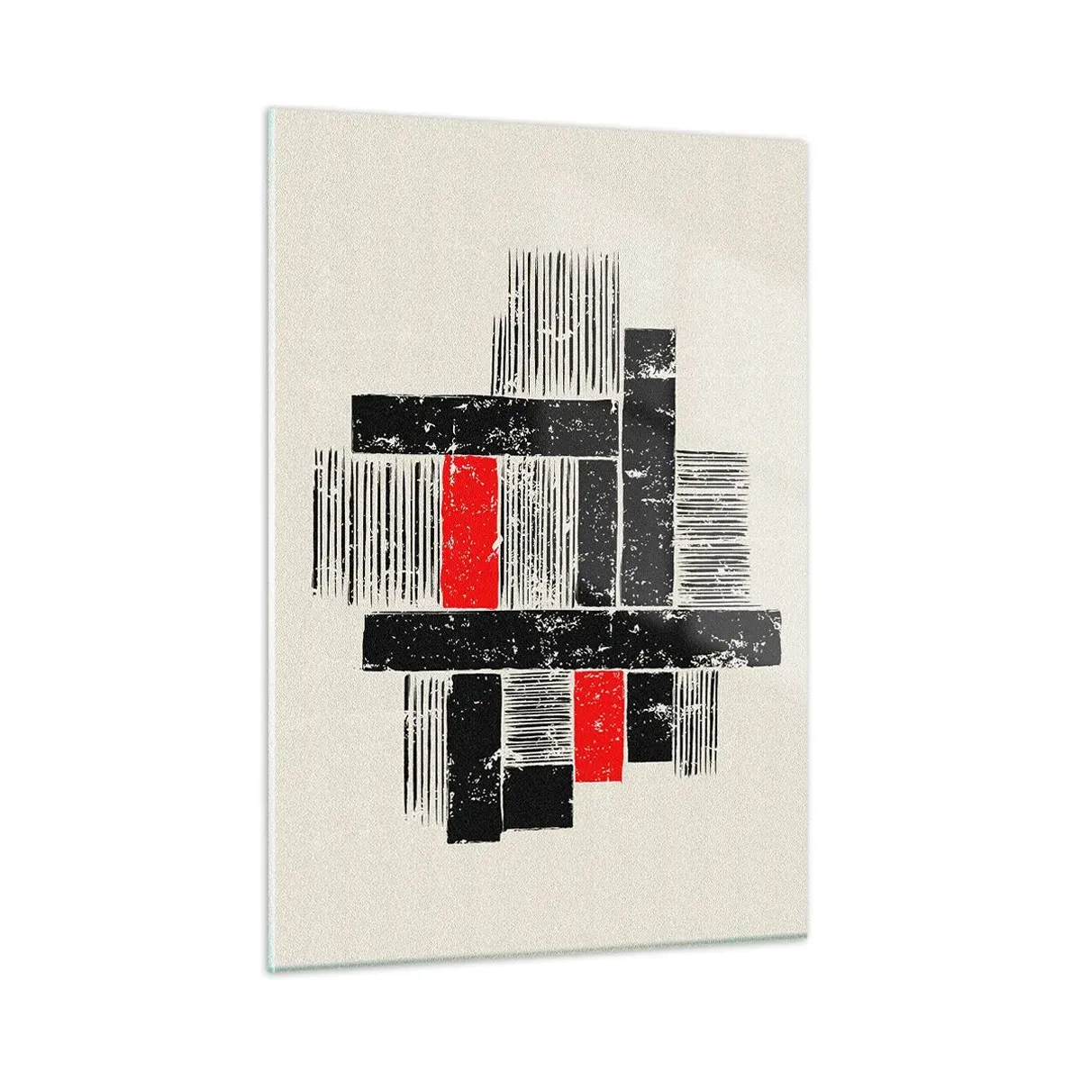 Glasbild - Bild auf glas - Abstrakte Streifen in Schwarz und Rot - 50x70cm - Rot und Schwarz - Moderne Wanddekoration für Wohnzimmer und Schlafzimmer ARTTOR