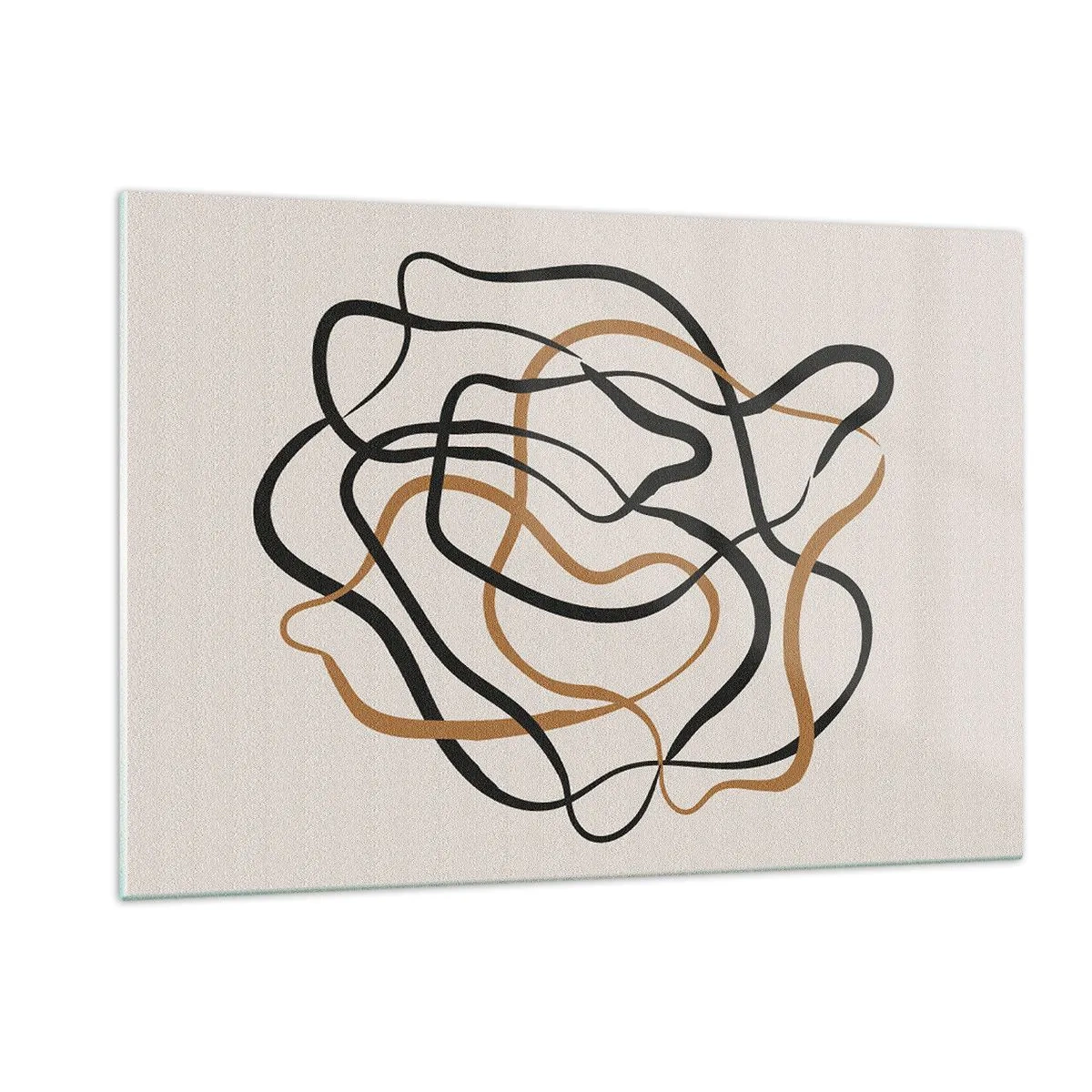 Glasbild - Bild auf glas - Ein abstraktes Liniengewirr in Schwarz und Braun. - 120x80cm - Alles ging schief - Moderne Wanddekoration für Wohnzimmer und Schlafzimmer ARTTOR