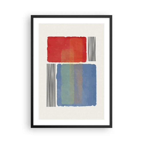 Poster in einem schwarzem Rahmen - Abstrakte Komposition mit roten und blauen Rechtecken - 50x70cm - Der Geist und der Buchstabe der Geometrie - Moderne Wanddekoration für Wohnzimmer und Schlafzimmer ARTTOR
