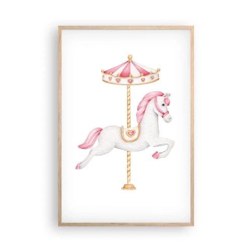 Poster in einem Rahmen aus heller Eiche - Er legte los - 61x91 cm