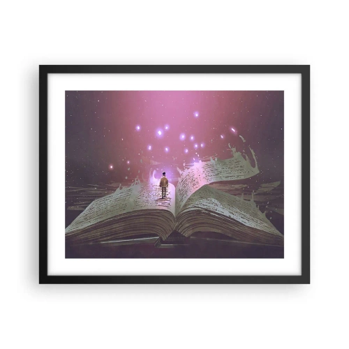 Poster in einem schwarzem Rahmen - Einladung in eine andere Welt - lesen Sie! - 50x40 cm