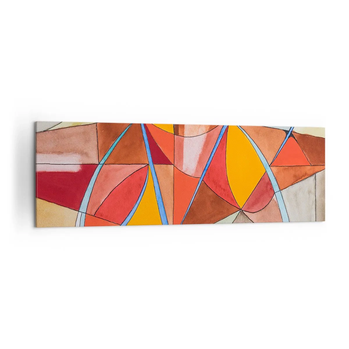 Bild auf Leinwand - Leinwandbild - Eine abstrakte Komposition in lebendigen geometrischen Farben. - 160x50cm - Das Karussell, das Traumkarussell - Moderne Wanddekoration für Wohnzimmer und Schlafzimmer ARTTOR