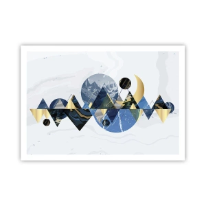 Poster - Abstrakte geometrische Muster mit Bergmotiven - 100x70cm - Geometrische Landschaft - Moderne Wanddekoration für Wohnzimmer und Schlafzimmer ARTTOR